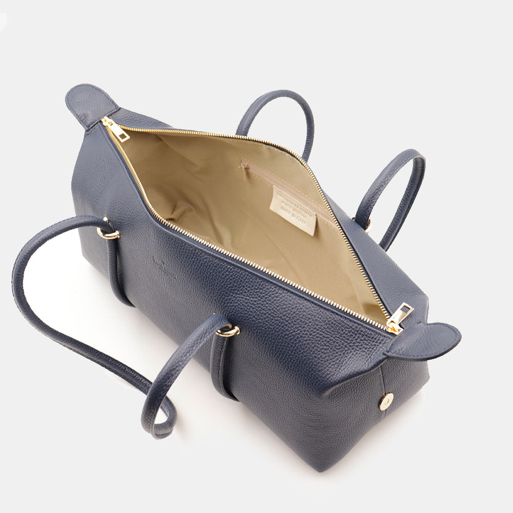 Borsa Donna a Spalla VIAVERDI in Pelle Blu Made in Italy linea San Gimignano