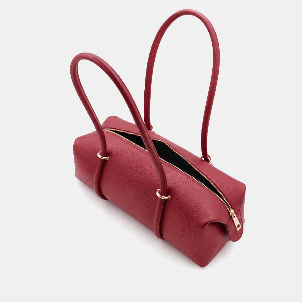 Borsa Donna a Spalla VIAVERDI in Pelle Bordeaux Scuro Made in Italy linea San Gimignano