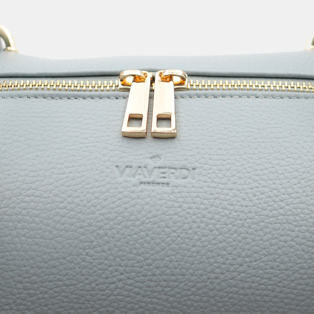 Borsa Donna a Spalla VIAVERDI in Pelle Celeste Made in Italy linea San Gimignano