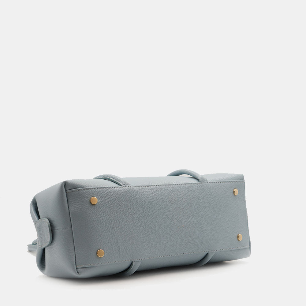 Borsa Donna a Spalla VIAVERDI in Pelle Celeste Made in Italy linea San Gimignano