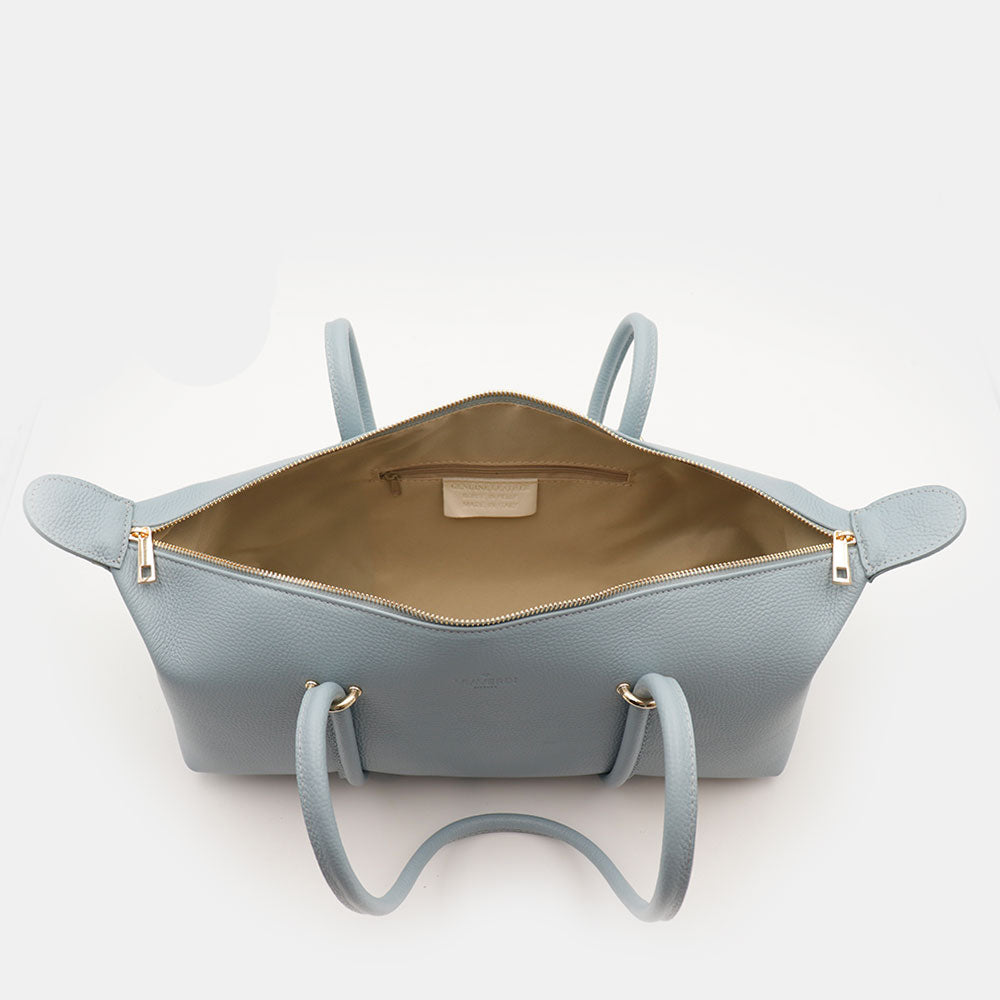 Borsa Donna a Spalla VIAVERDI in Pelle Celeste Made in Italy linea San Gimignano
