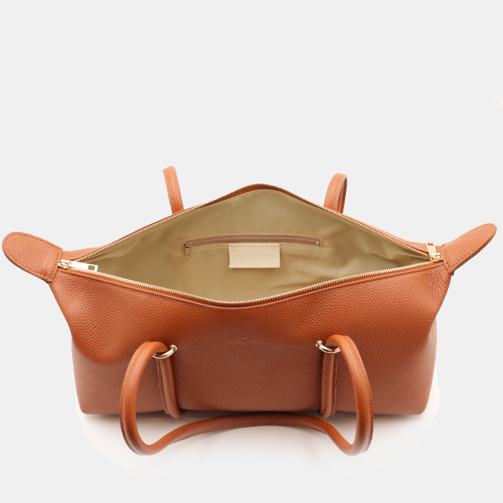 Borsa Donna a Spalla VIAVERDI in Pelle color Cuoio Made in Italy linea San Gimignano