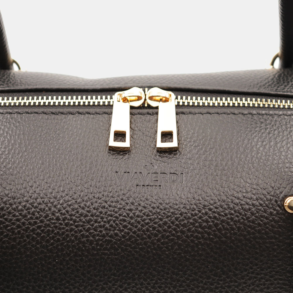 Borsa Donna a Spalla VIAVERDI in Pelle Nera Made in Italy linea San Gimignano