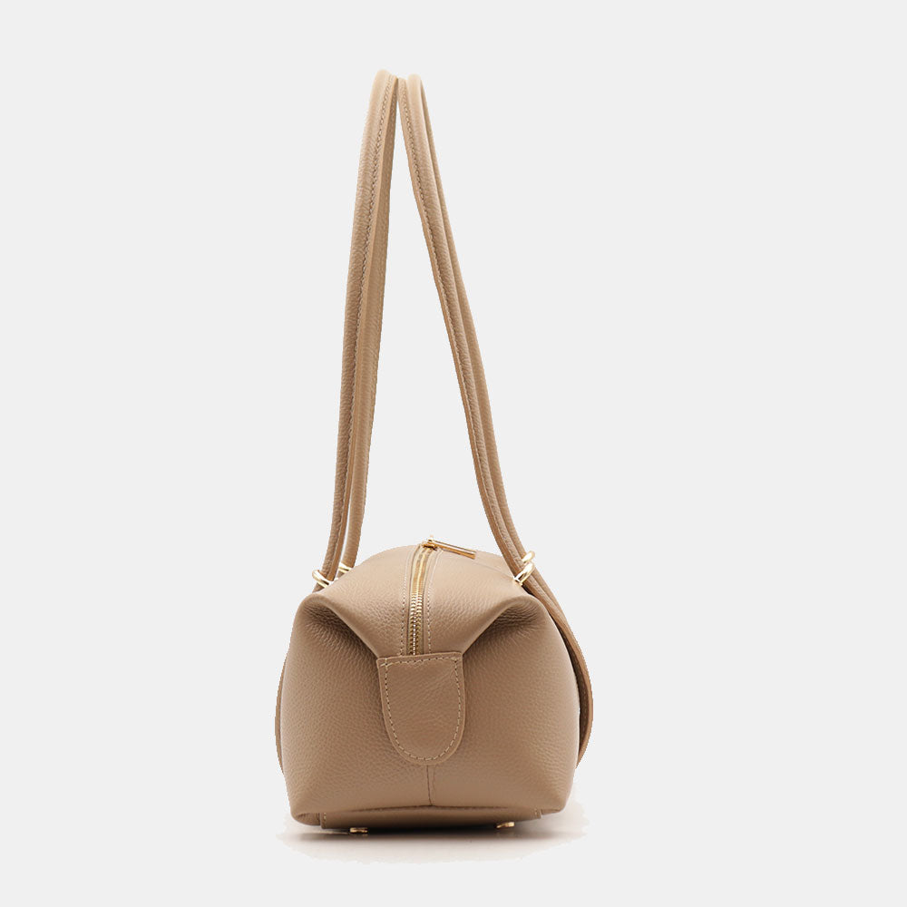 Borsa Donna a Spalla VIAVERDI in Pelle Taupe Made in Italy linea San Gimignano
