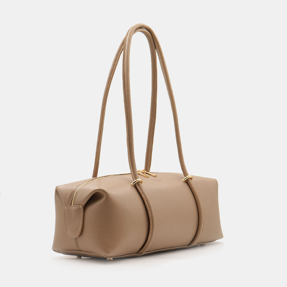 Borsa Donna a Spalla VIAVERDI in Pelle Taupe Made in Italy linea San Gimignano