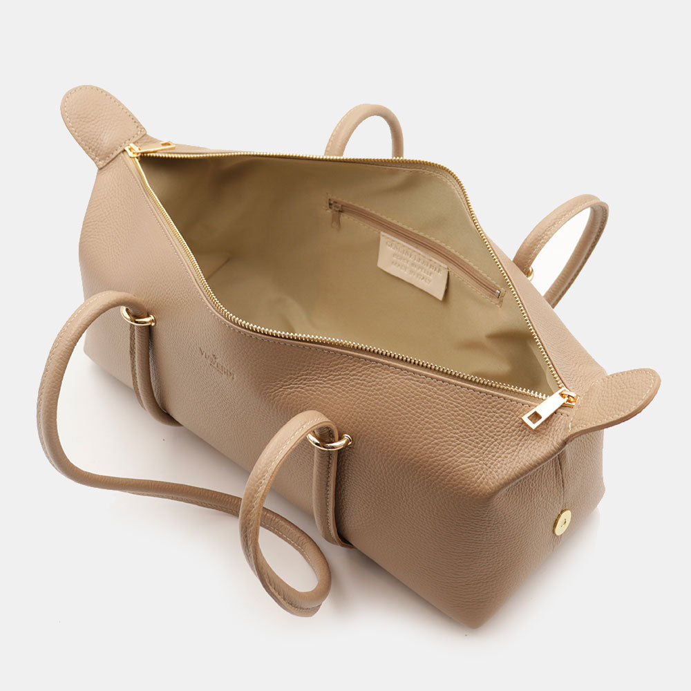 Borsa Donna a Spalla VIAVERDI in Pelle Taupe Made in Italy linea San Gimignano