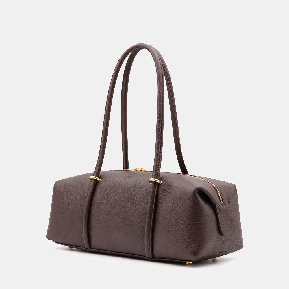Borsa Donna a Spalla VIAVERDI in Pelle Marrone Testa di Moro Scuro Made in Italy linea San Gimignano