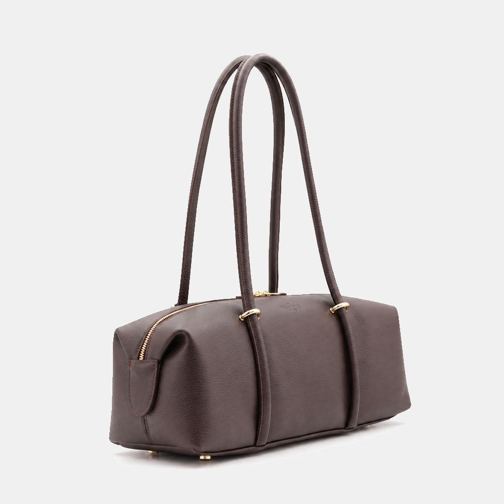 Borsa Donna a Spalla VIAVERDI in Pelle Marrone Testa di Moro Scuro Made in Italy linea San Gimignano