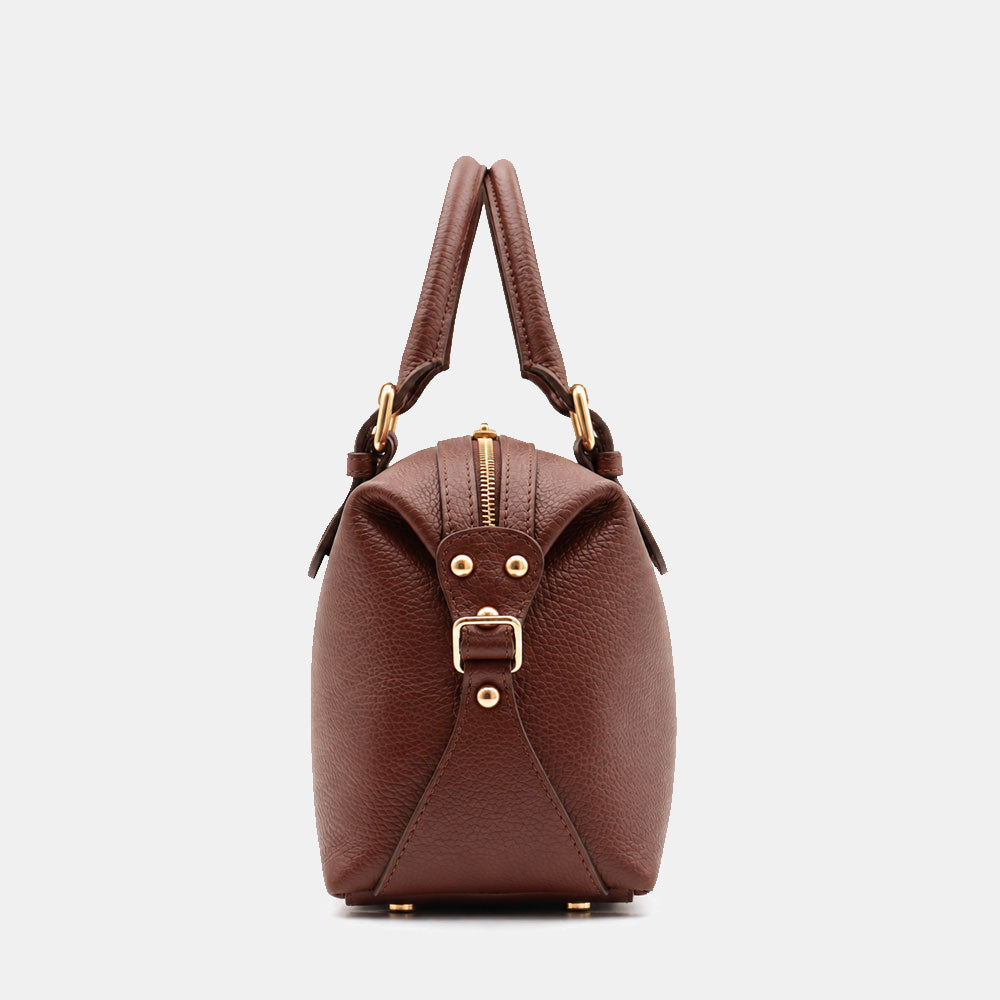 Borsa Bauletto VIAVERDI in Pelle Marrone Made in Italy Linea San Gimignano