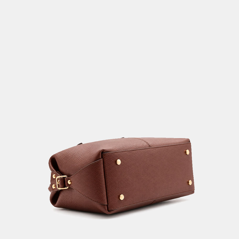Borsa Bauletto VIAVERDI in Pelle Marrone Made in Italy Linea San Gimignano