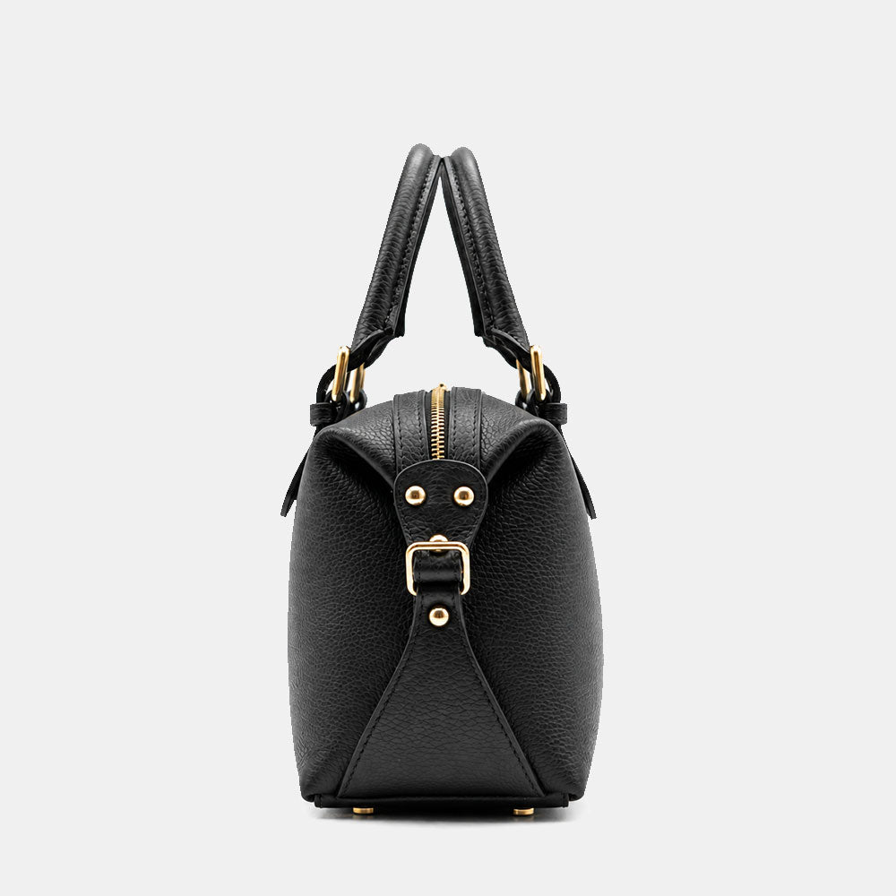 Borsa Bauletto VIAVERDI in Pelle Nera Made in Italy Linea San Gimignano