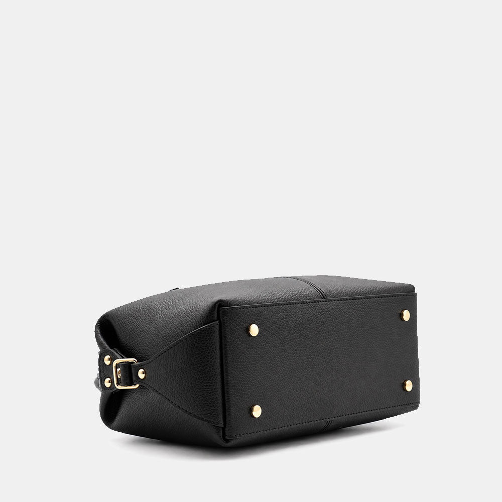Borsa Bauletto VIAVERDI in Pelle Nera Made in Italy Linea San Gimignano