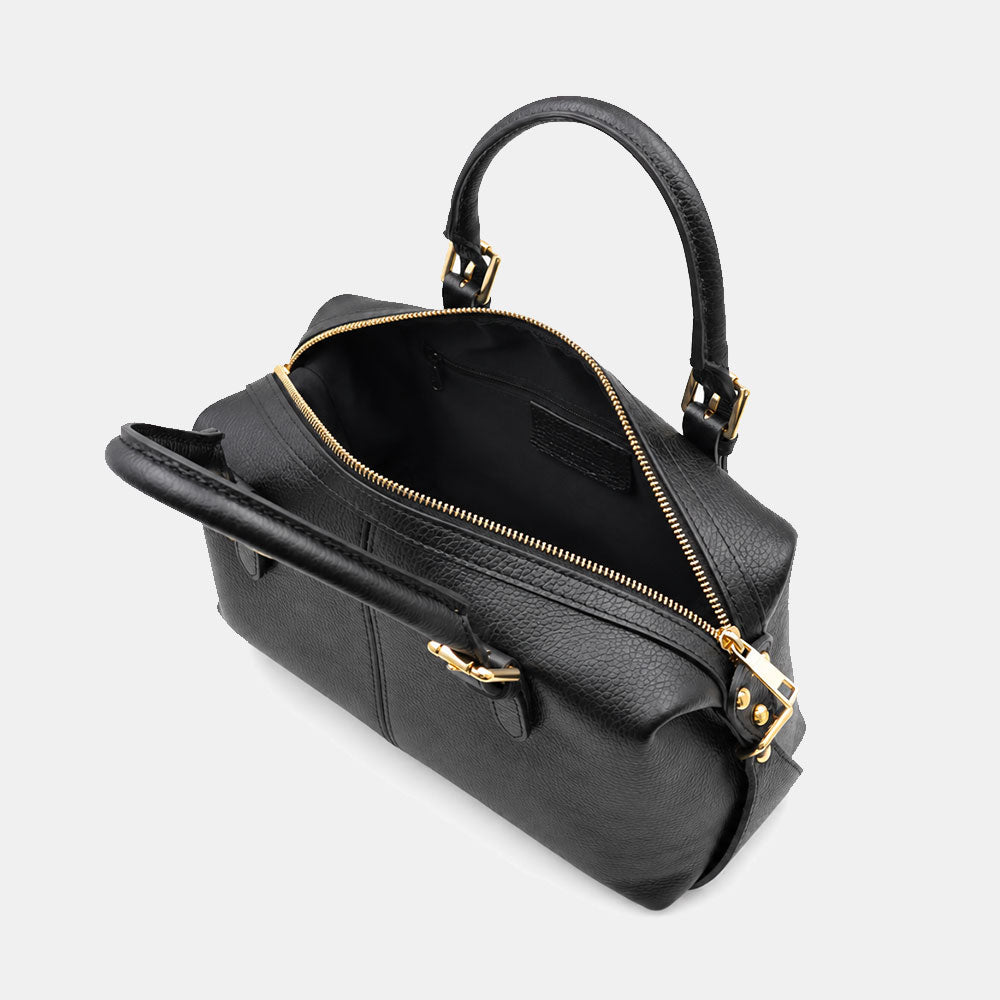 Borsa Bauletto VIAVERDI in Pelle Nera Made in Italy Linea San Gimignano