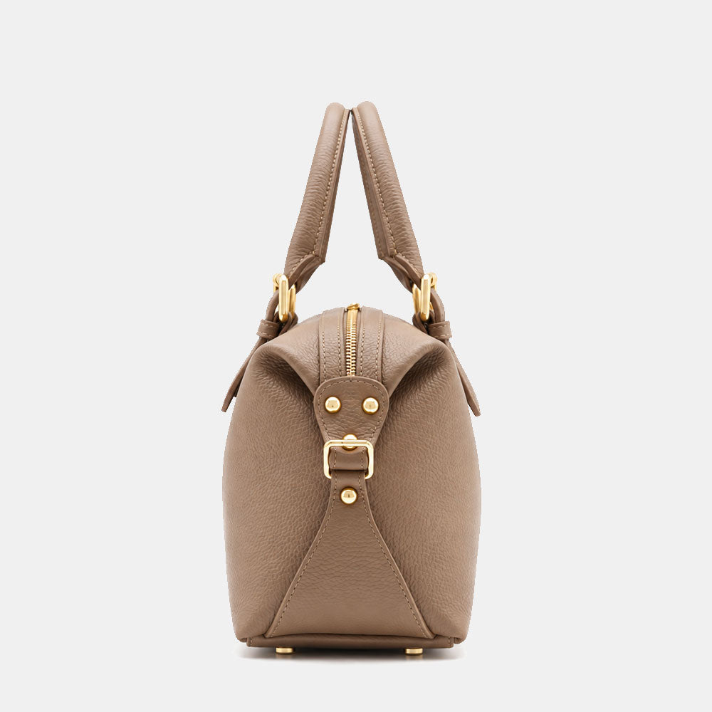 Borsa Bauletto VIAVERDI in Pelle Taupe Made in Italy Linea San Gimignano