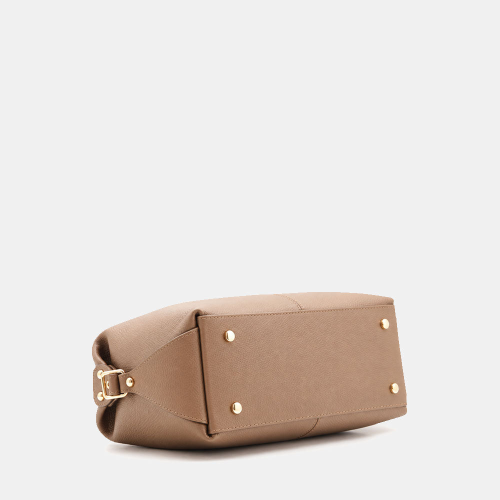 Borsa Bauletto VIAVERDI in Pelle Taupe Made in Italy Linea San Gimignano
