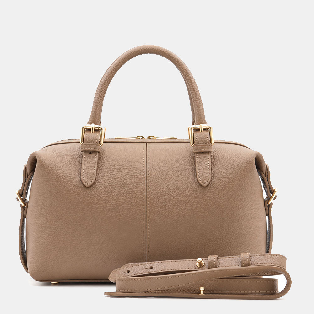 Borsa Bauletto VIAVERDI in Pelle Taupe Made in Italy Linea San Gimignano