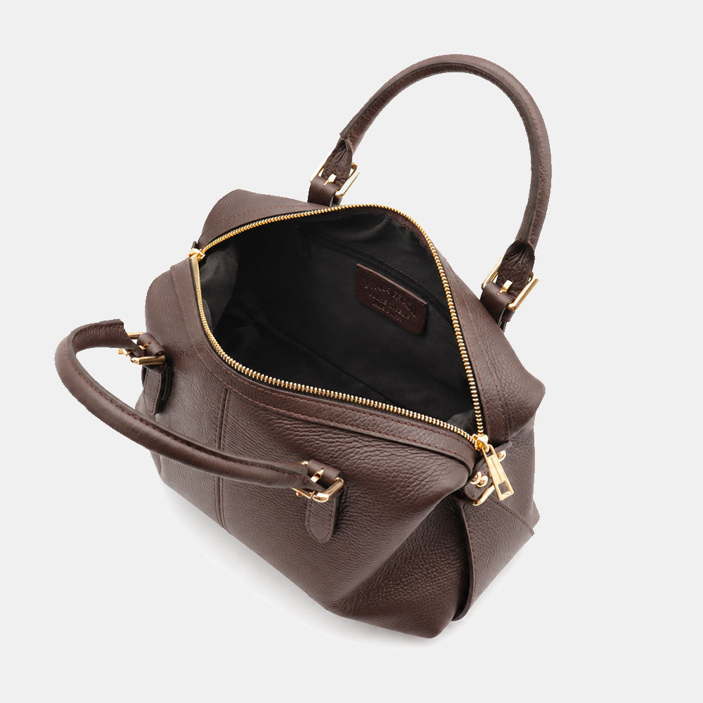 Borsa Bauletto VIAVERDI in Pelle Testa di Moro Made in Italy Linea San Gimignano