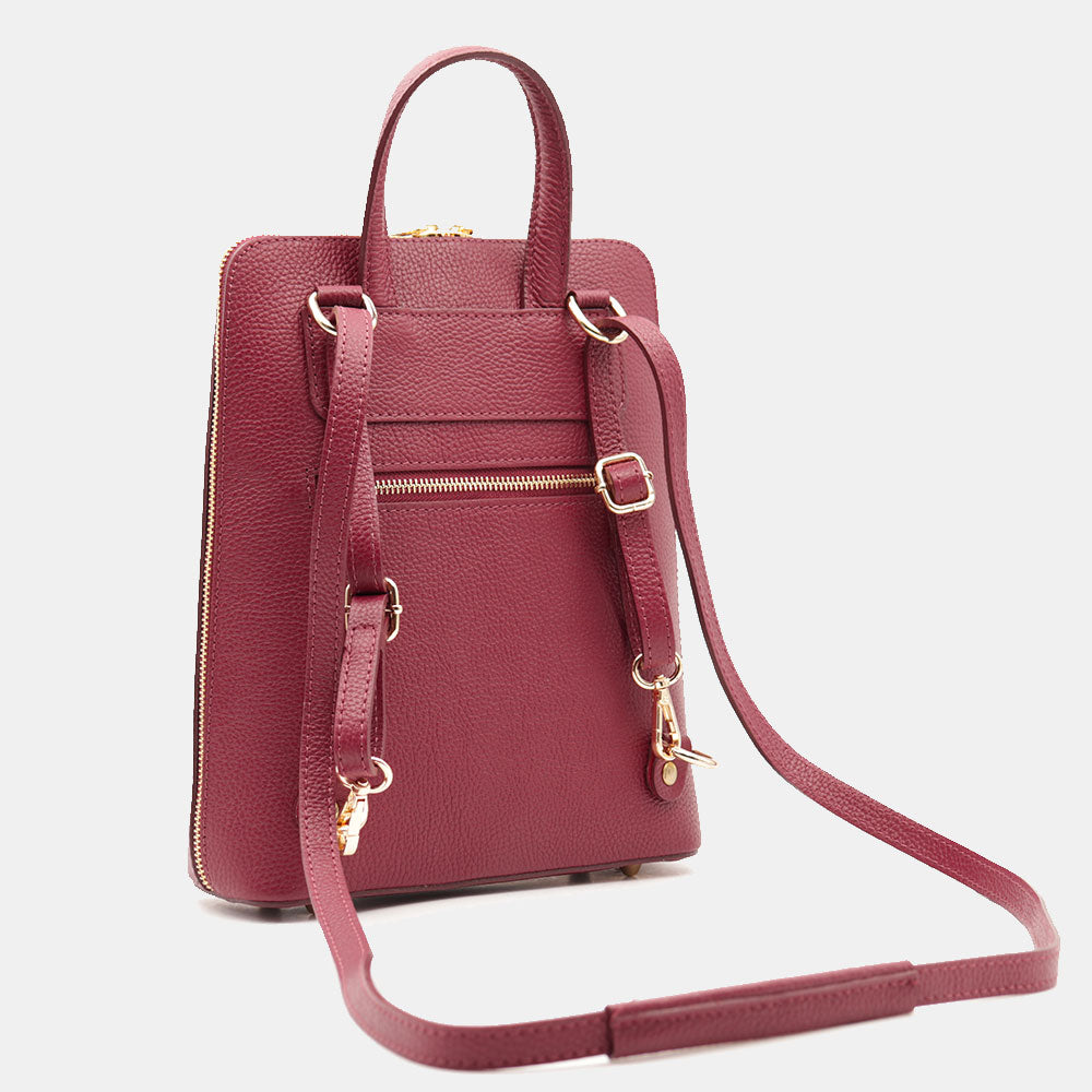 Damen-Lederrucksack VIAVERDI in Bordeaux Made in Italy Linie San Gimignano