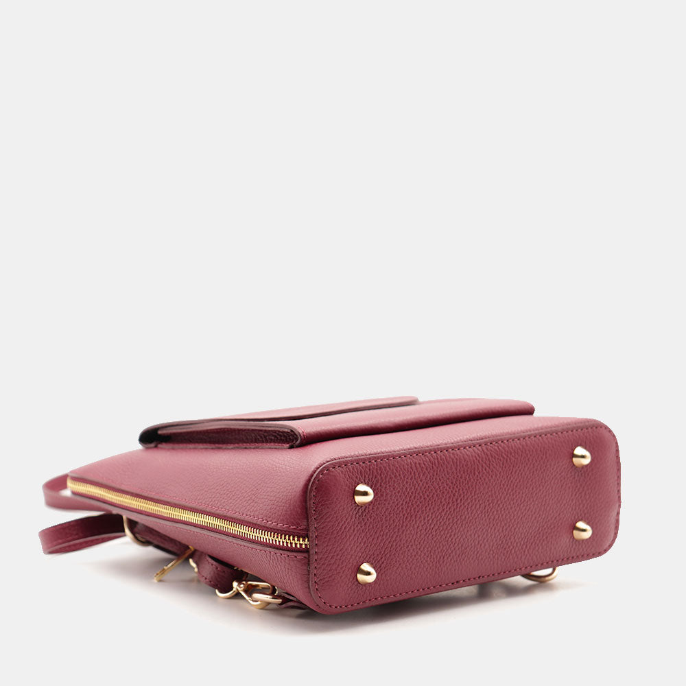 Damen-Lederrucksack VIAVERDI in Bordeaux Made in Italy Linie San Gimignano