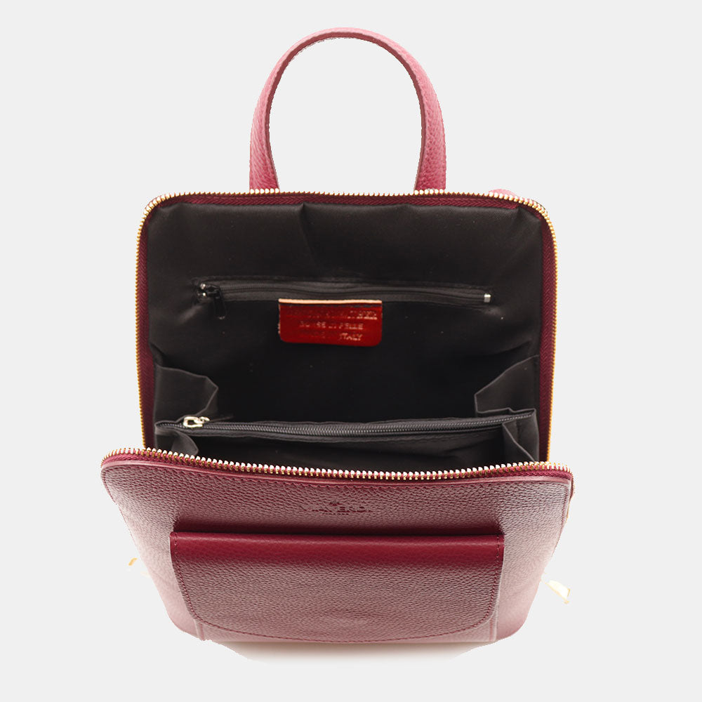 Damen-Lederrucksack VIAVERDI in Bordeaux Made in Italy Linie San Gimignano