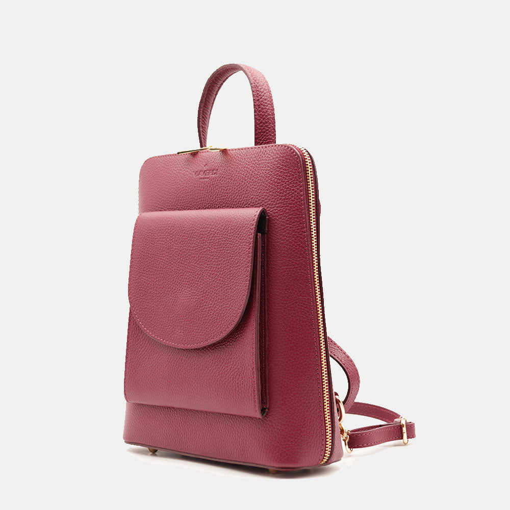 Damen-Lederrucksack VIAVERDI in Bordeaux Made in Italy Linie San Gimignano