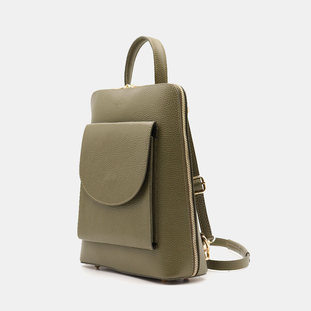 Zaino Donna in Pelle Verde VIAVERDI Made in Italy Linea San Gimignano