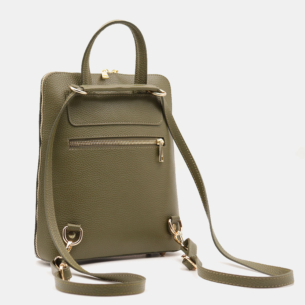 Zaino Donna in Pelle Verde VIAVERDI Made in Italy Linea San Gimignano