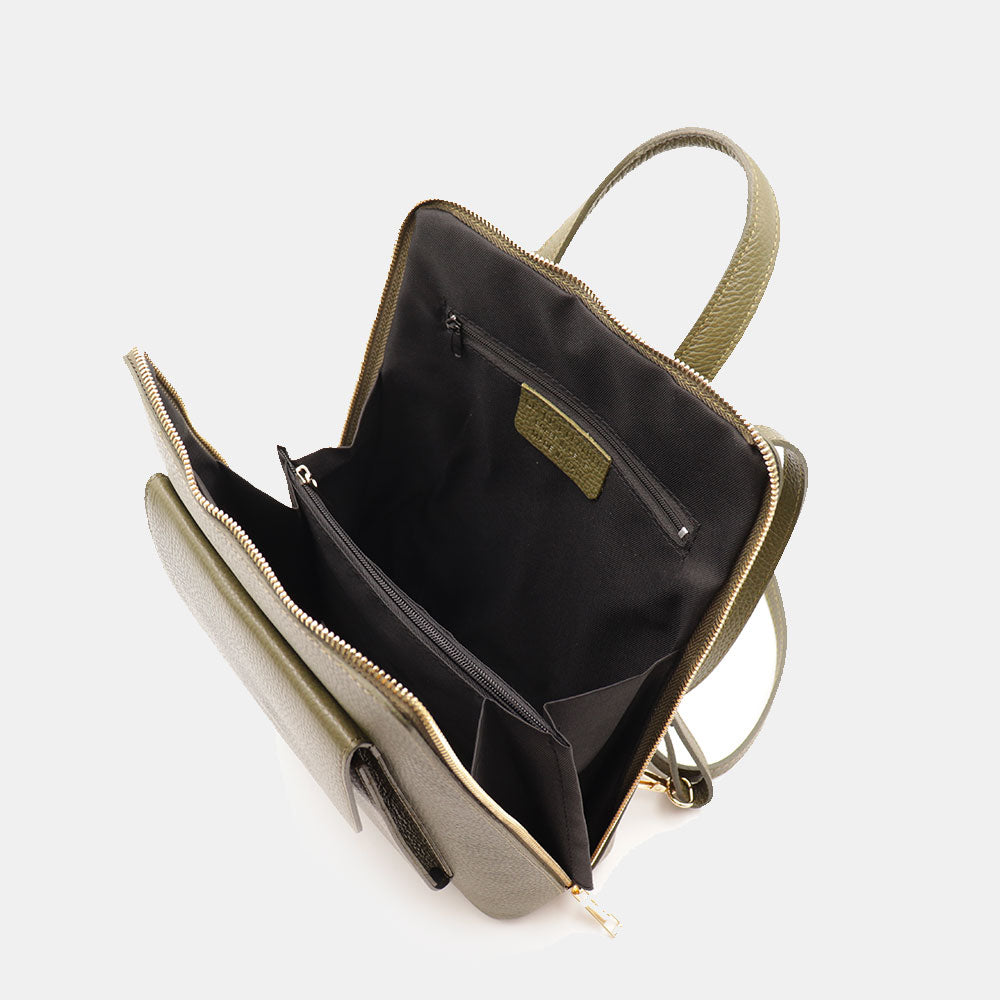 Zaino Donna in Pelle Verde VIAVERDI Made in Italy Linea San Gimignano