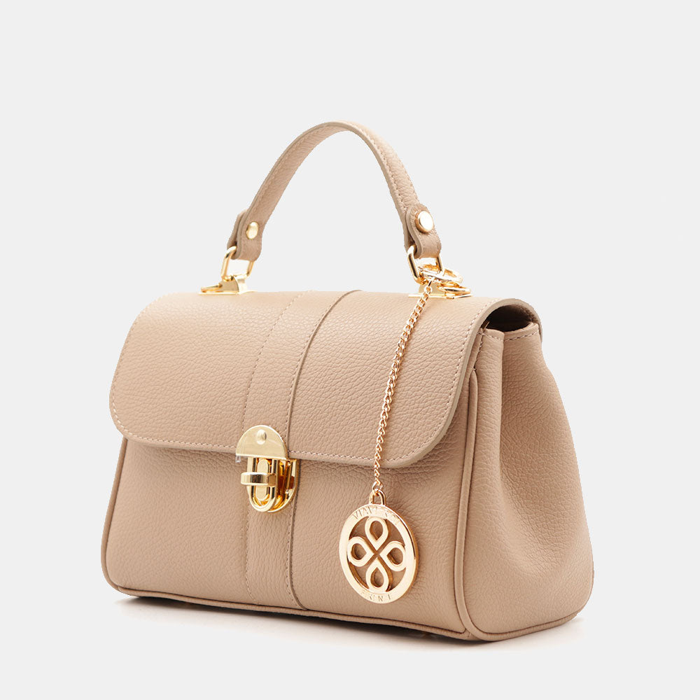 Borsa a Mano VIAVERDI in Pelle Taupe Made in Italy linea Montalcino