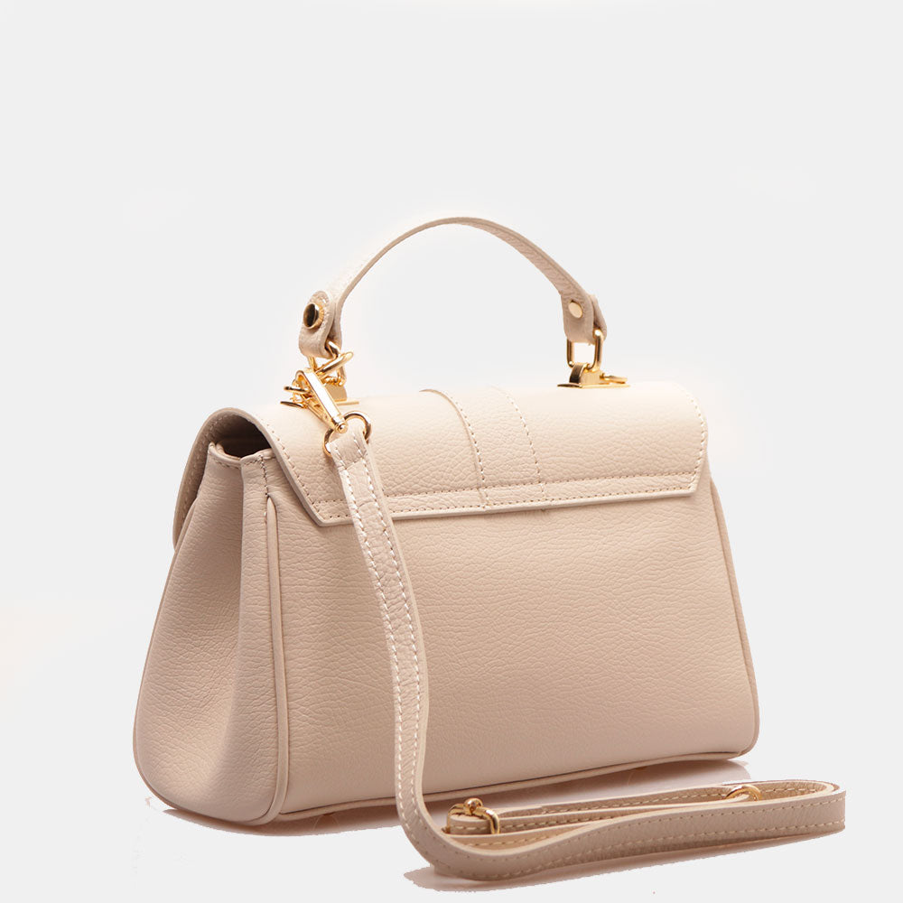 Borsa a Mano VIAVERDI in Pelle Beige Made in Italy linea Montalcino