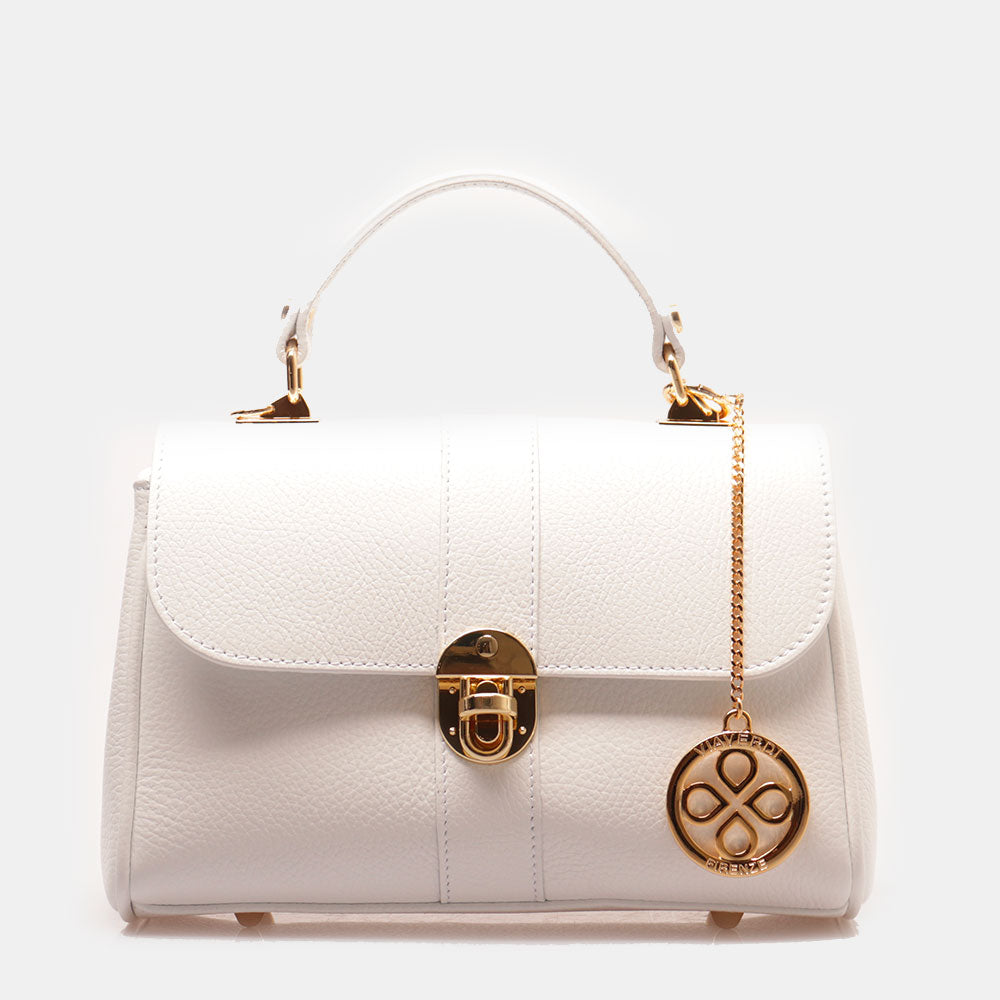 Borsa a Mano VIAVERDI in Pelle Bianca Made in Italy linea Montalcino