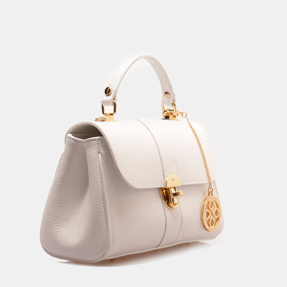 Borsa a Mano VIAVERDI in Pelle Bianca Made in Italy linea Montalcino