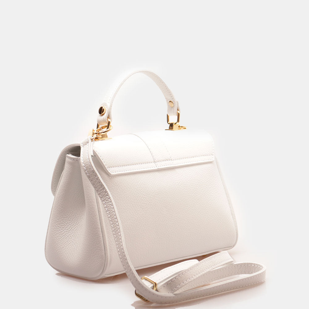 Borsa a Mano VIAVERDI in Pelle Bianca Made in Italy linea Montalcino