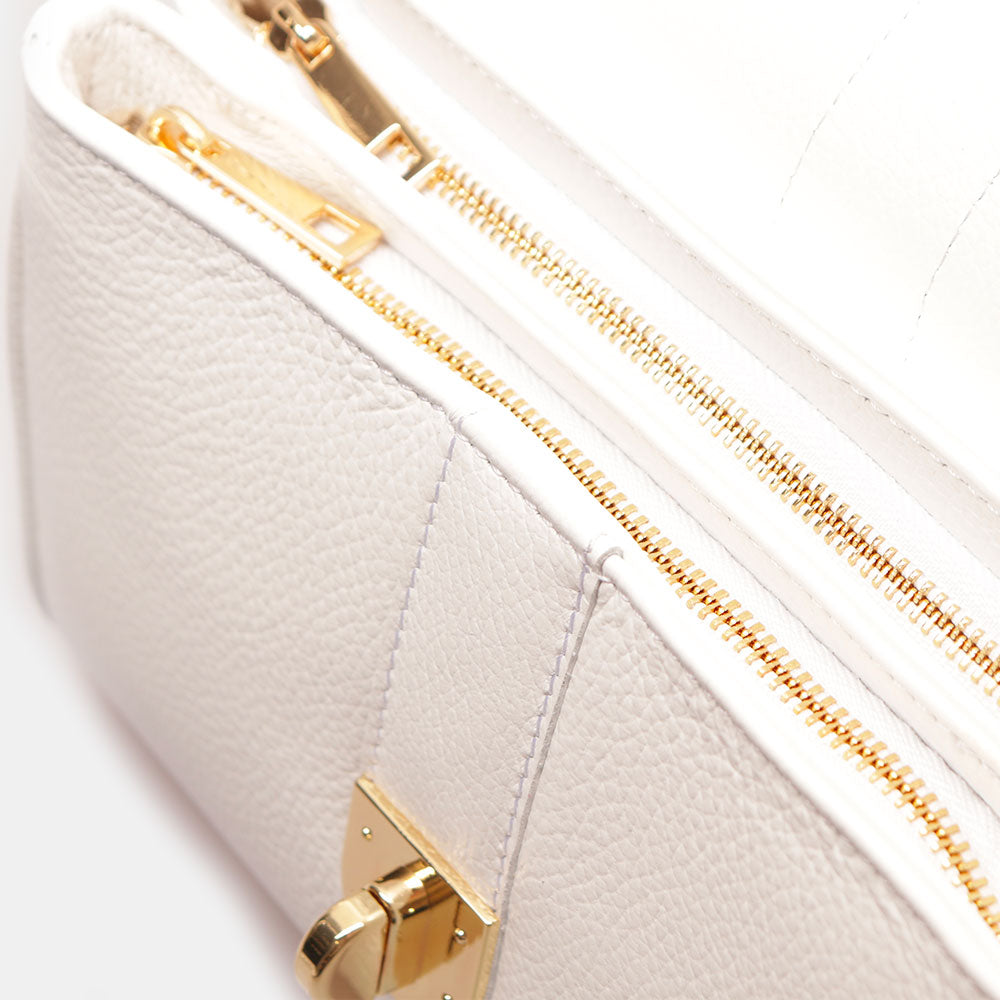 Borsa a Mano VIAVERDI in Pelle Bianca Made in Italy linea Montalcino