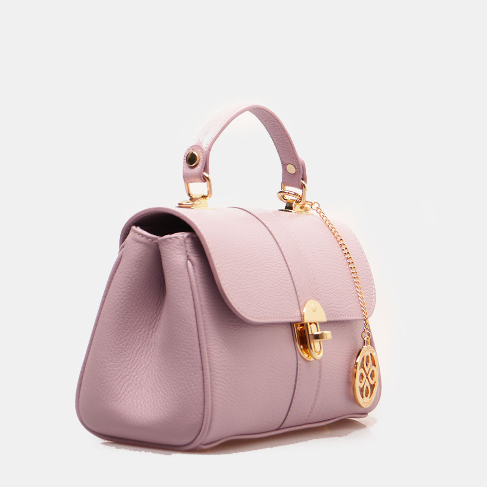 Borsa a Mano VIAVERDI in Pelle Lilla Made in Italy linea Montalcino