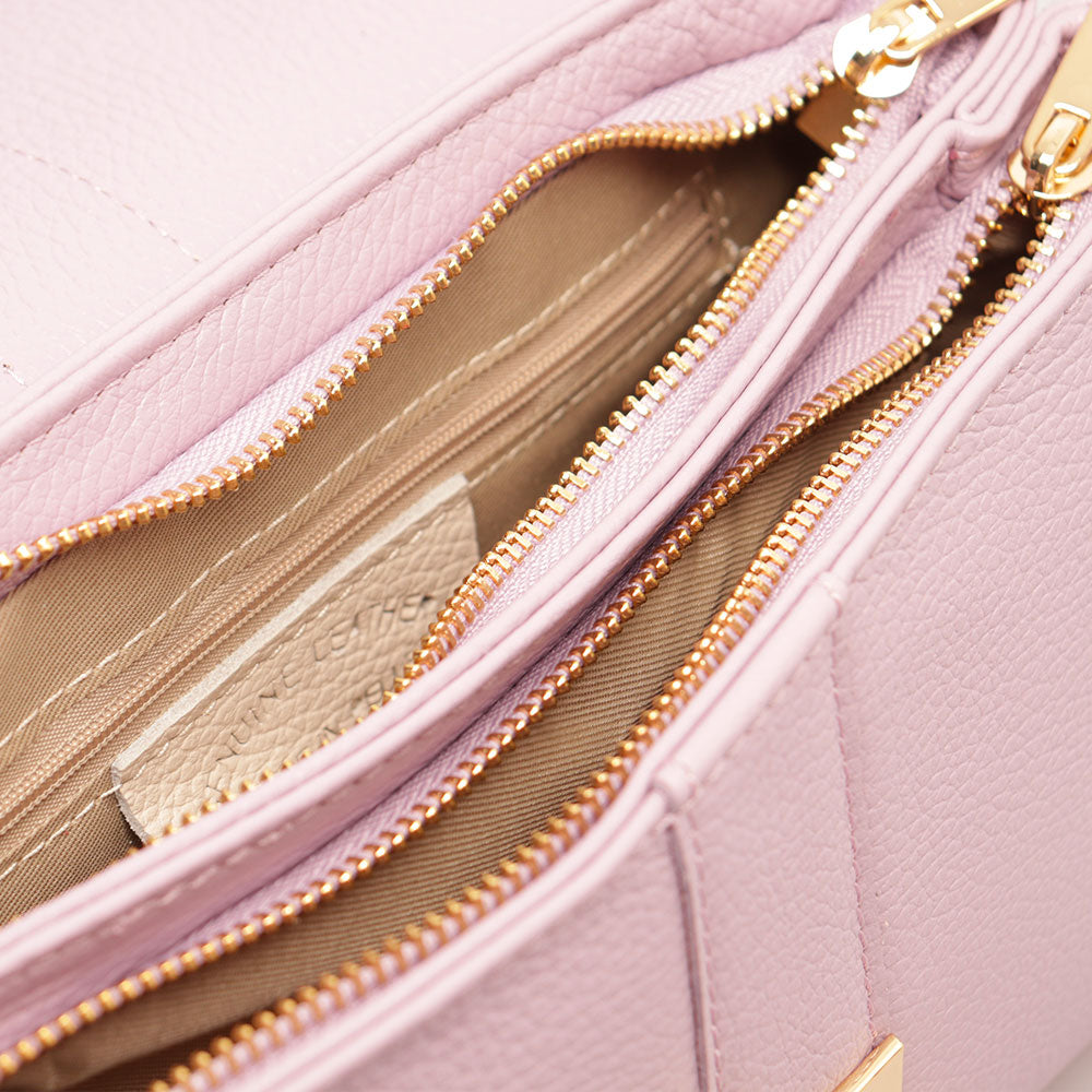 Borsa a Mano VIAVERDI in Pelle Lilla Made in Italy linea Montalcino