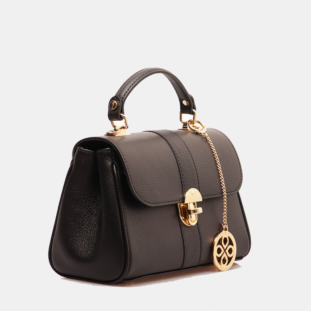 Borsa a Mano VIAVERDI in Pelle Nera Made in Italy linea Montalcino