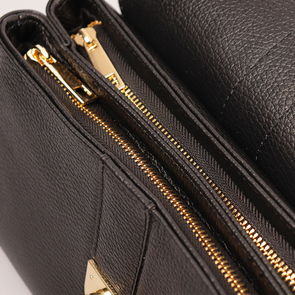 Borsa a Mano VIAVERDI in Pelle Nera Made in Italy linea Montalcino