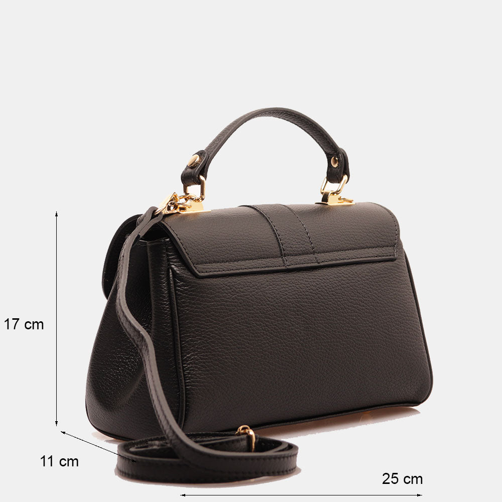 Borsa a Mano VIAVERDI in Pelle Nera Made in Italy linea Montalcino