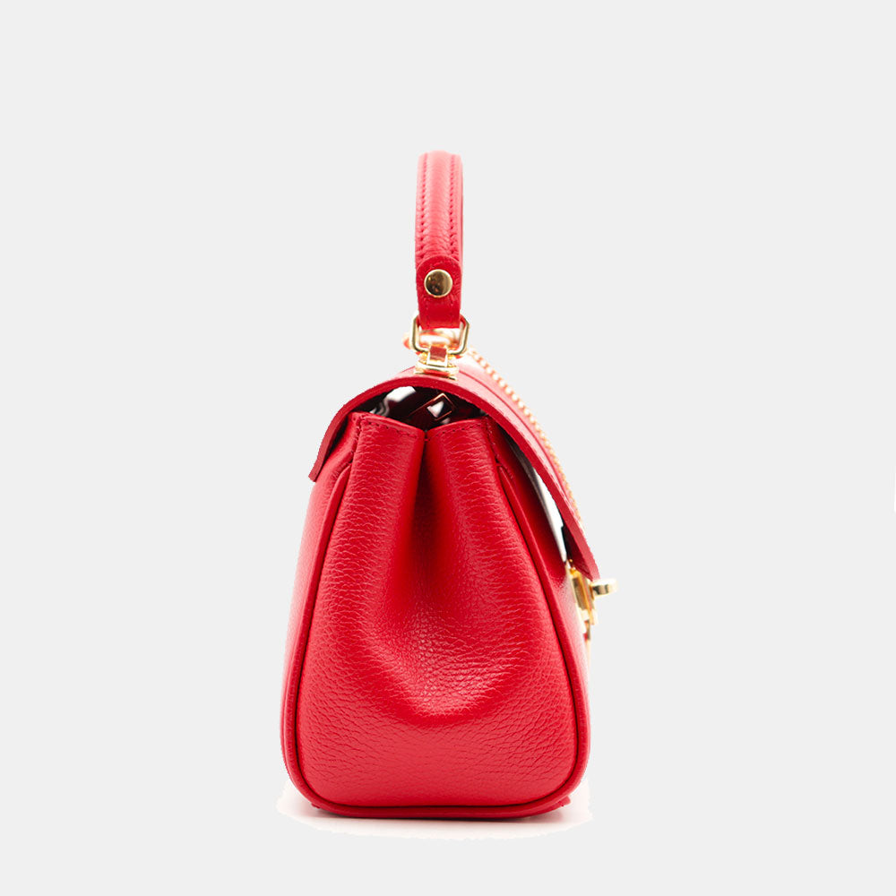 Borsa a Mano VIAVERDI in Pelle Rossa Made in Italy linea Montalcino