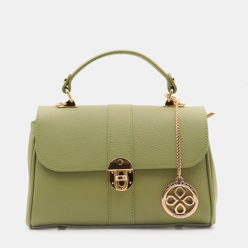 Borsa a Mano VIAVERDI in Pelle Verde Made in Italy linea Montalcino