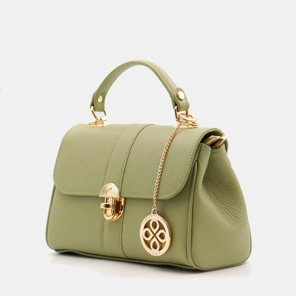 Borsa a Mano VIAVERDI in Pelle Verde Made in Italy linea Montalcino
