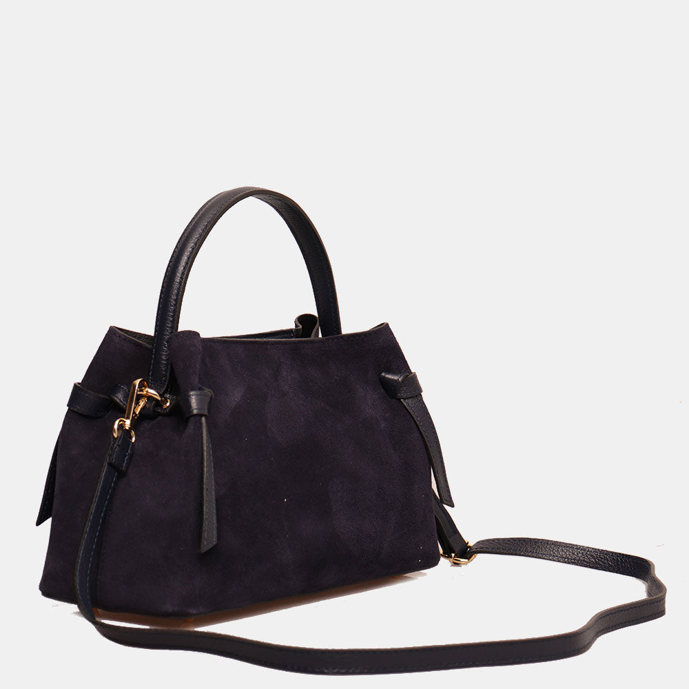 Borsa a Mano VIAVERDI in Camoscio Blu Made in Italy linea Castiglione