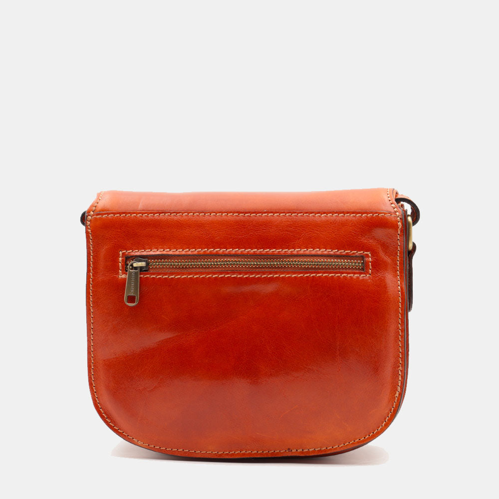 VIAVERDI Schultertasche aus hellbraunem Leder, hergestellt in Italien, Florence-Linie