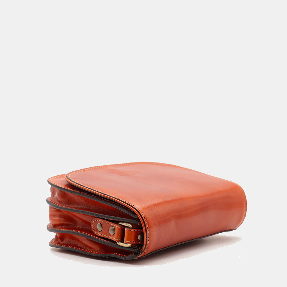 VIAVERDI Schultertasche aus hellbraunem Leder, hergestellt in Italien, Florence-Linie