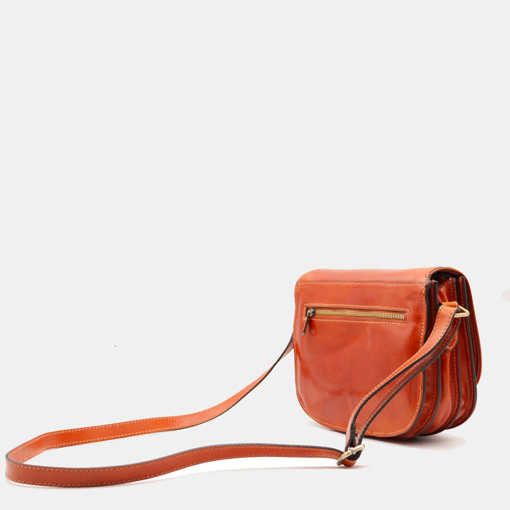 VIAVERDI Schultertasche aus hellbraunem Leder, hergestellt in Italien, Florence-Linie