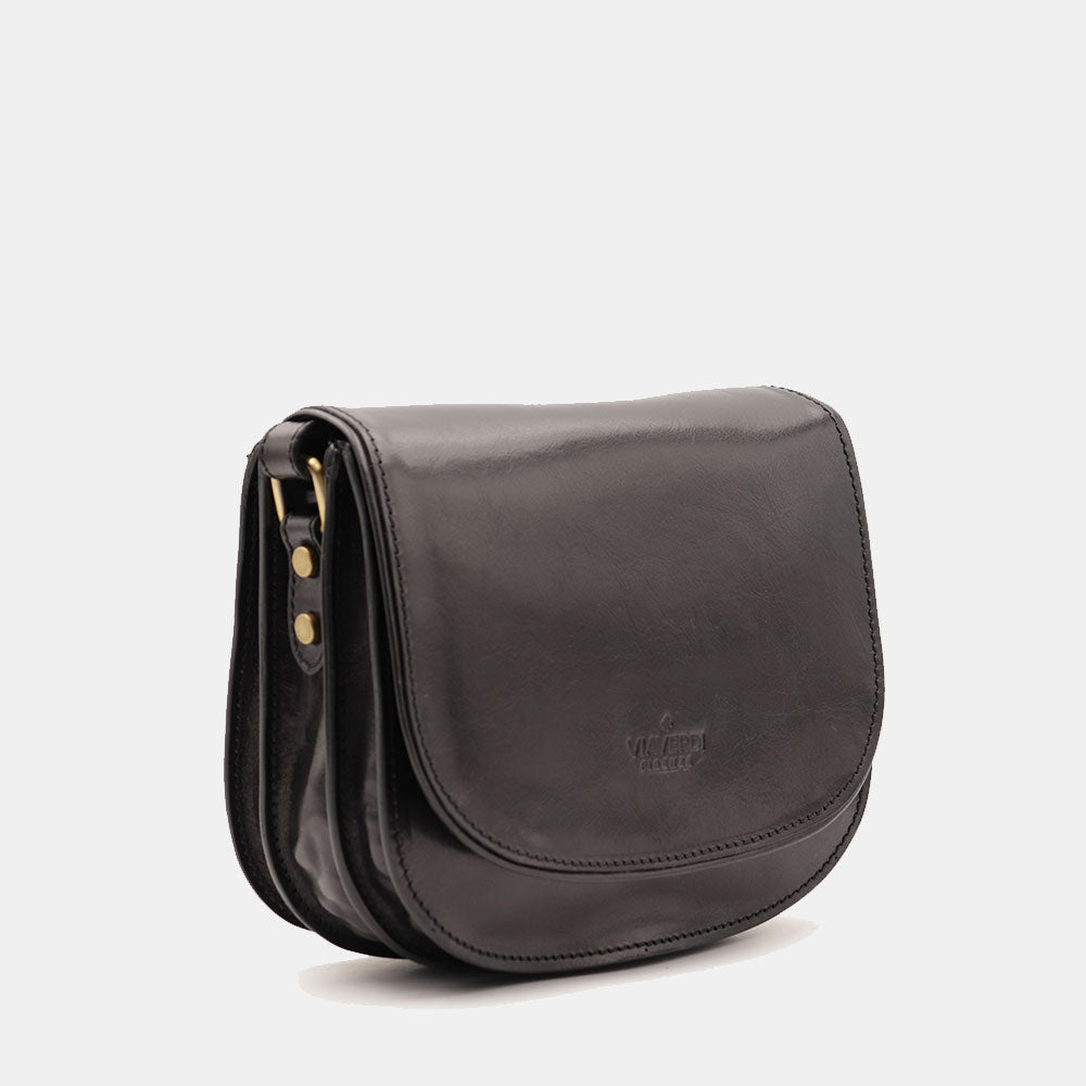 Borsa Tracolla VIAVERDI in Pelle Nera Made in Italy linea Firenze