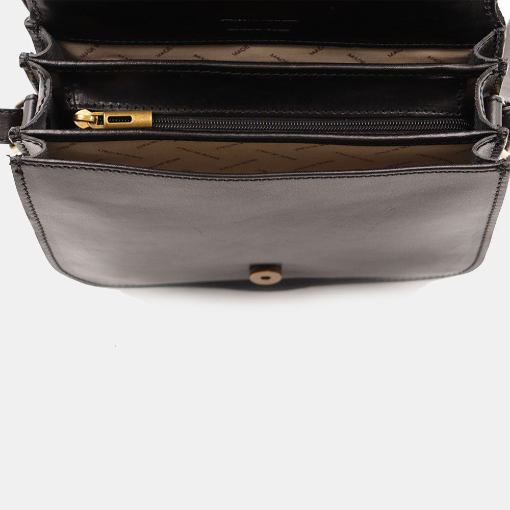 Borsa Tracolla VIAVERDI in Pelle Nera Made in Italy linea Firenze