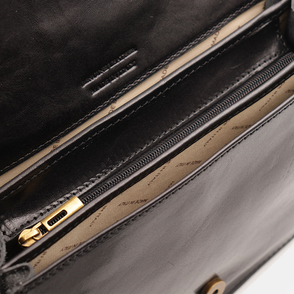 Borsa Tracolla VIAVERDI in Pelle Nera Made in Italy linea Firenze