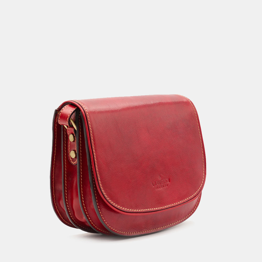 Borsa Tracolla VIAVERDI in Pelle Rossa Made in Italy linea Firenze